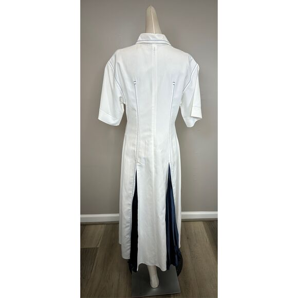 FERRAGAMO Topstitched satin-trimmed poplin midi dress Size IT38/US2 $2600 - Picture 7 of 12